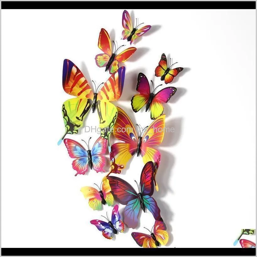 12pcs pvc 3d butterfly wall decor cute butterflies wall stickers art decals home decoration room jllvwj