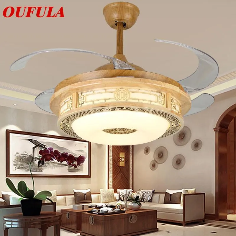 Modern Ceiling Fan Lights Invisible Blade With Remote Control Home Decorative For Living Room Bedroom Restaurant Fans