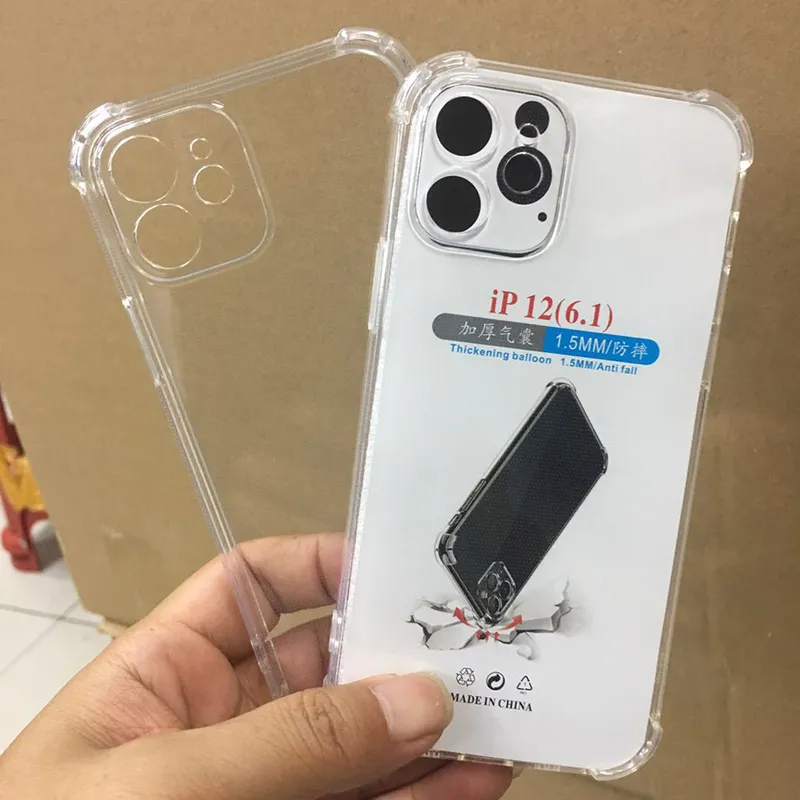Cas pour iPhone 15 Pro Max 14 plus 13 Mini 12 11 1,5 mm coussin d'air transparent transparent couvercle de protection de la caméra de protection de la caméra de protection en caoutchouc SIPU SILICONE SILICONE