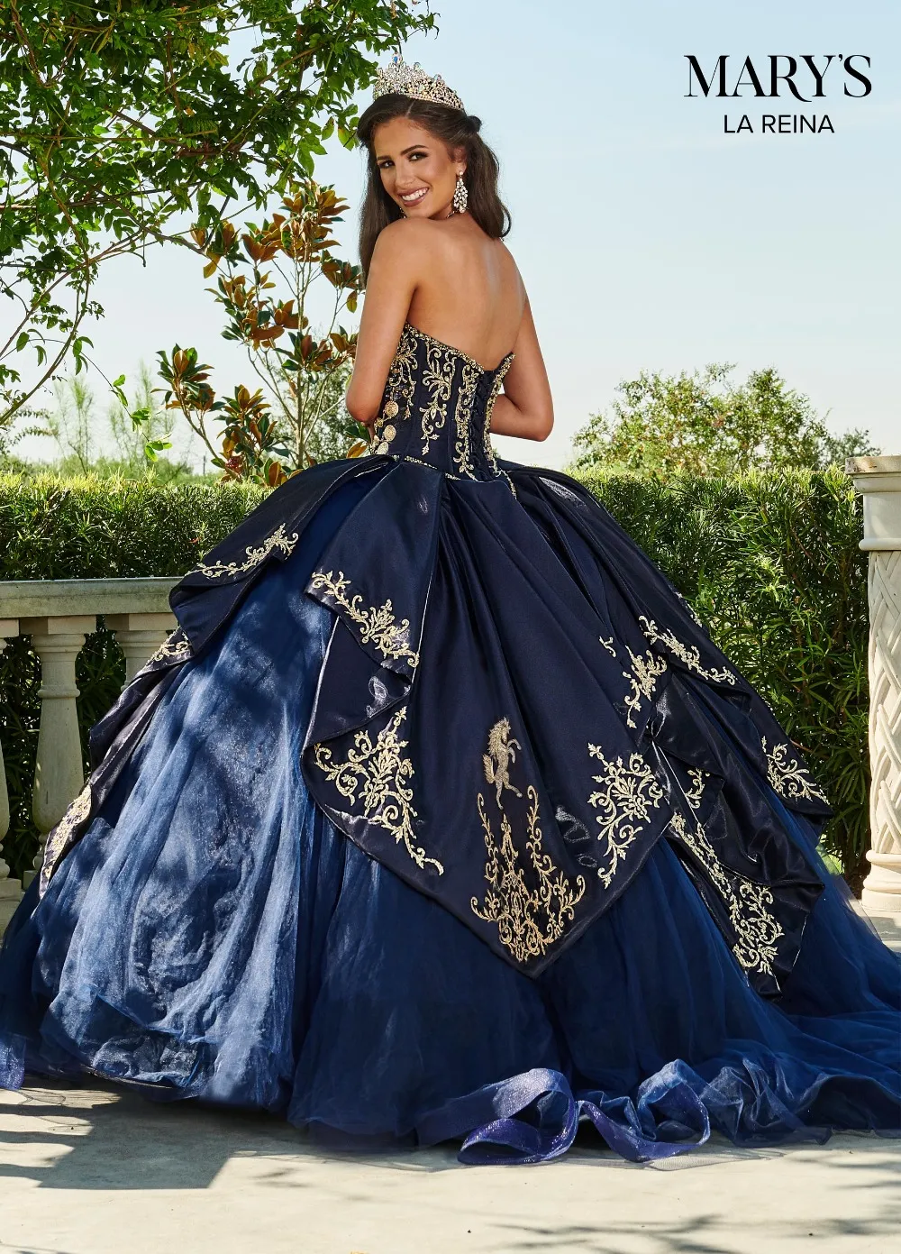 Navy Blue Beaded Appliqued Off Shoulder Navy Quinceanera Dresses