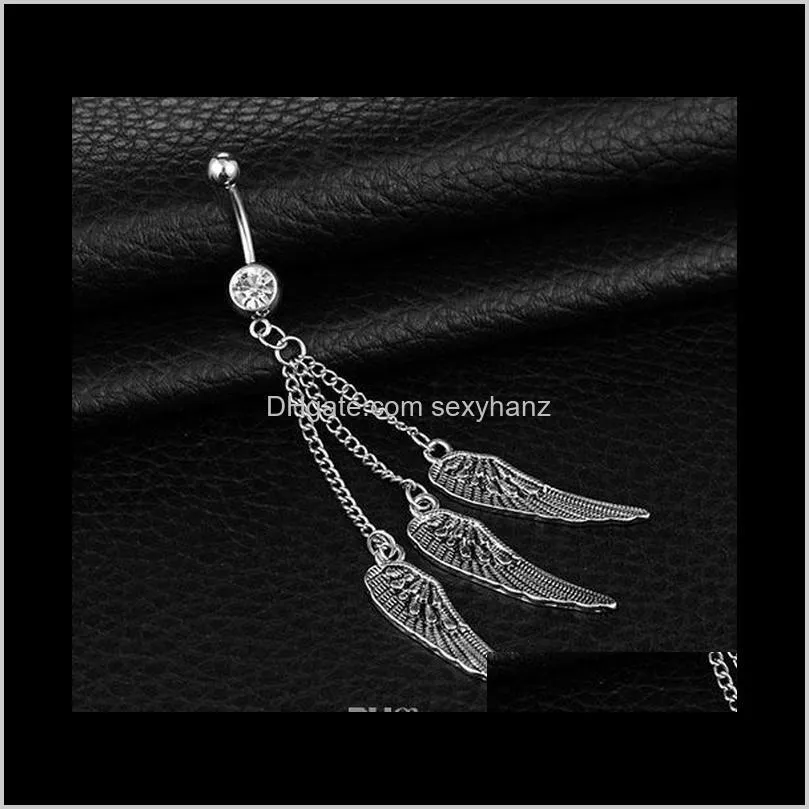 d0936 ( 1 color ) nice styles 3 wings navel belly button ring piercing body jewlery 1.6*11*5/8 belly ring body jewelr