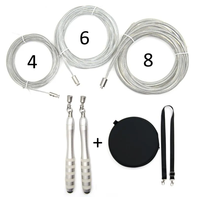 Cuerdas para saltar Cuerda CROSSROPE Función similar Sistema de bloqueo rápido Saltar 3x 4 mm 6 mm 8 mm Juego de cables de acero TPU con estuche EVA