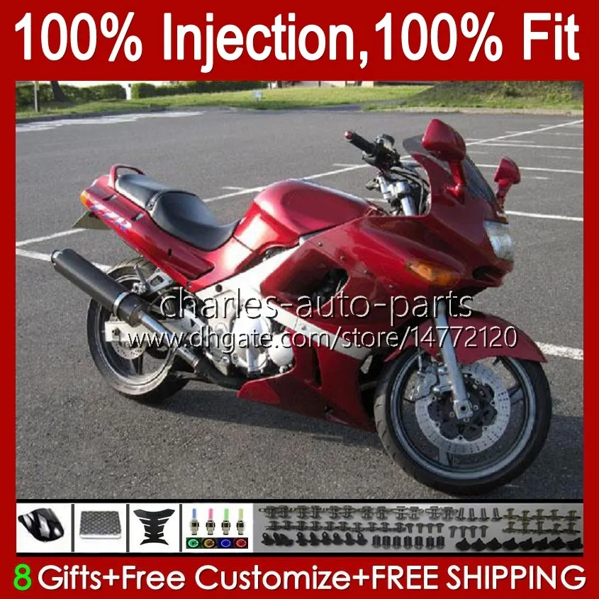 Carénages d'injection pour KAWASAKI NINJA ZZR-400 ZZR-600 ZZR400 93 94 95 96 97 98 99 00 84HC.0 ZZR600 ZZR 600 400 2001 2002 2003 2004 2005 2006 2007 OEM Body Kit Usine Rouge