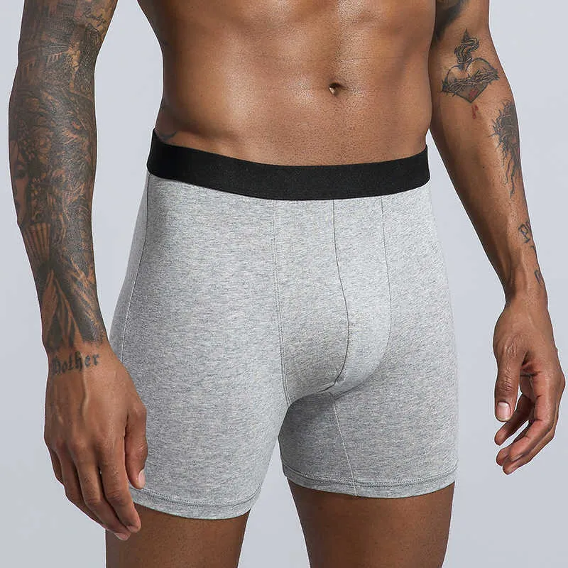 Coton hommes culottes sous-vêtements Boxer Shorts longue jambe confort hommes caleçons homme Hombre Boxer Marca taille européenne Plus S-XXL 291j