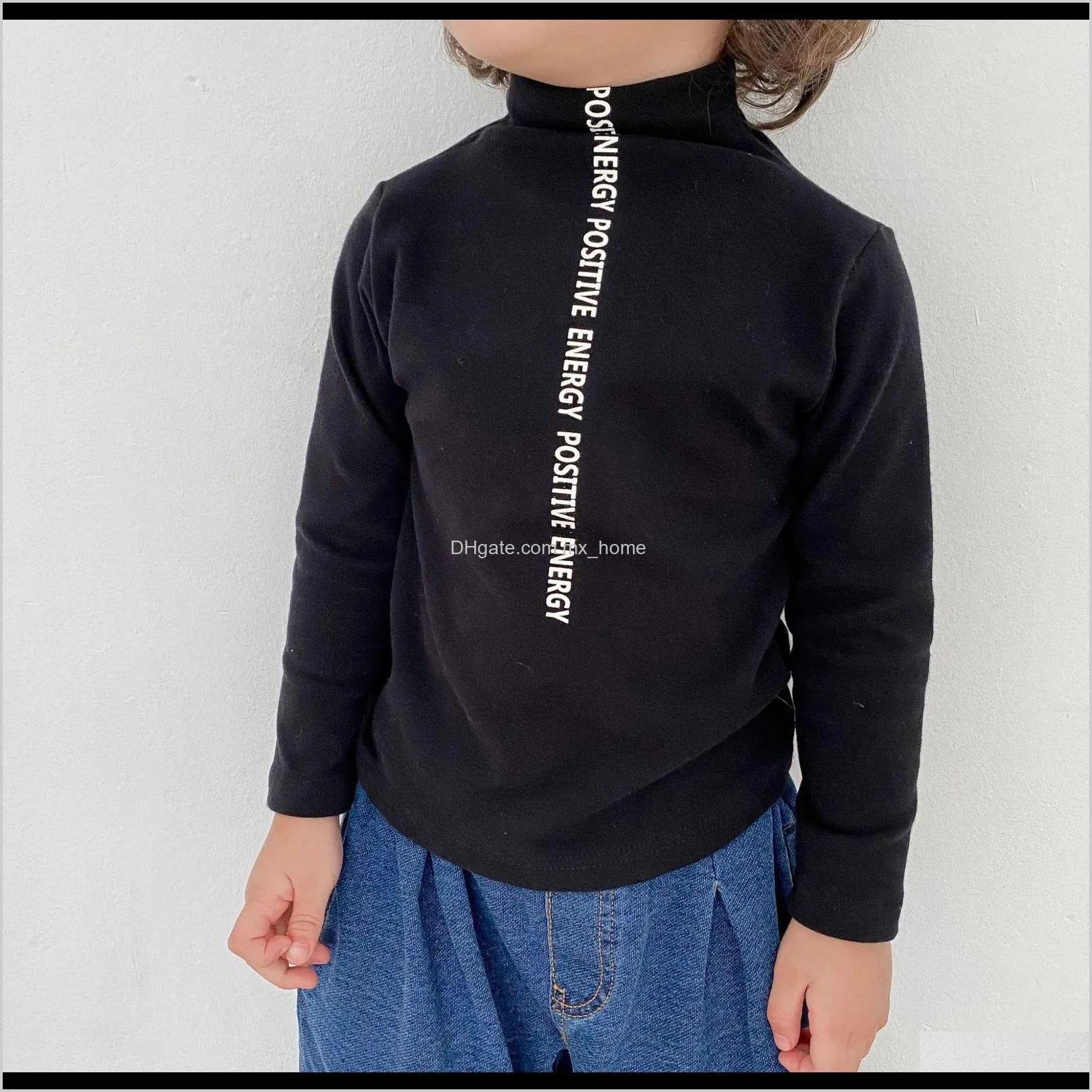2021 kids t-shirts turtleneck cotton tee new winter clothes for toddler girls baby boys letter print top long sleeve casual pullover