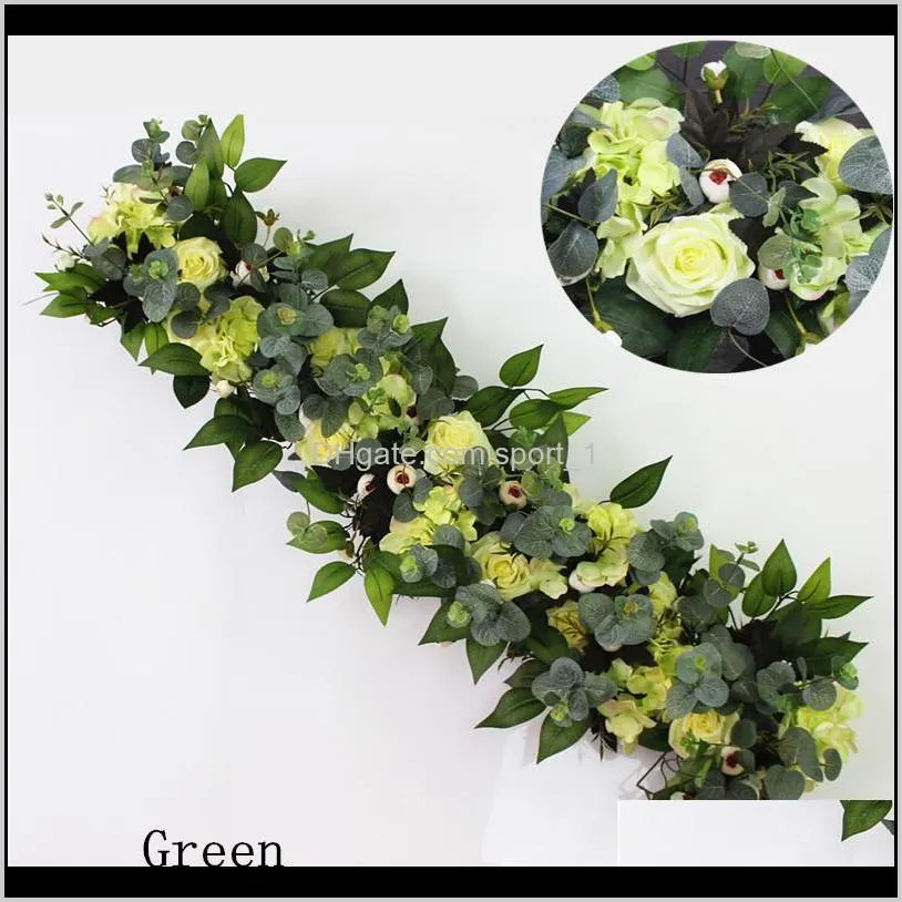 1m greenery plants party wedding arch door window station decor road lead artificial flower row runner diy rose peony hydrangea