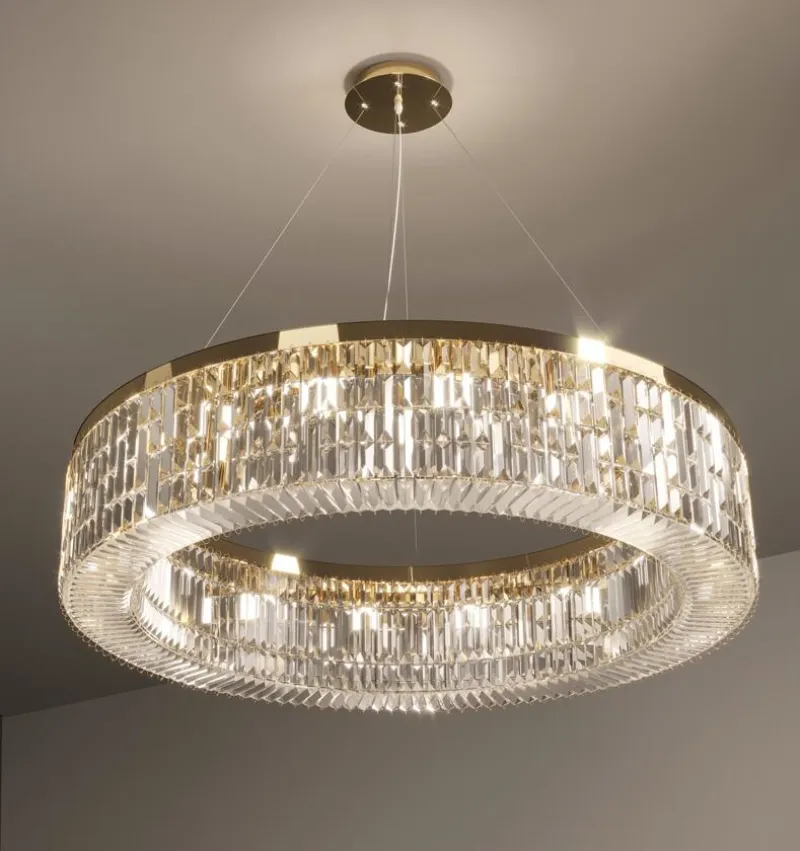 Candelabros LED Cristal moderno Iluminado Lujo Sala de estar Dormitorio Acero inoxidable Lámpara decorativa dorada