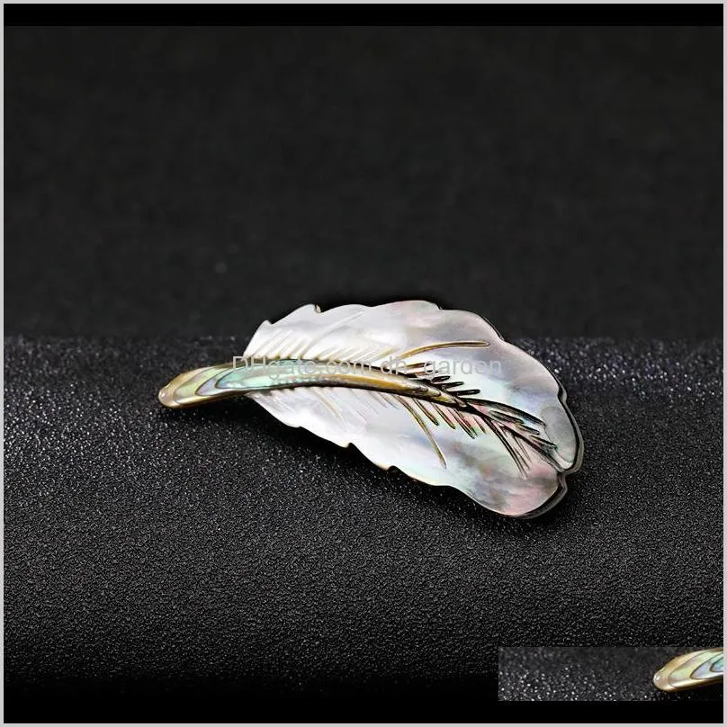 natural abalone shell brooches fashion feather shape brooch pins european design women party jewelry brooches pin