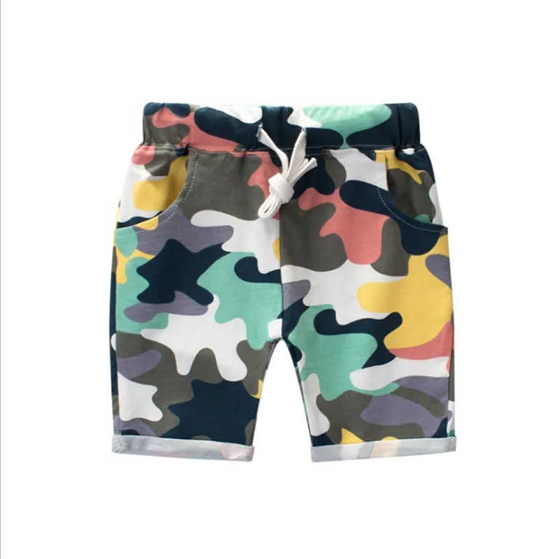 Летние мальчики камуфляж шорты хлопчатобумажные брюки детская пляжная одежда детей свободных спортивных пляжных девушек одежда спортивные штаны 210529