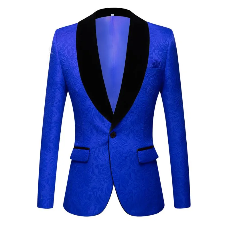 Ternos masculinos Blazers Moda Vermelho Rosa Preto Branco Azul Terno Estampado Slim Fit Padrinhos Smoking Para Casamento Gola Xale Ja2926