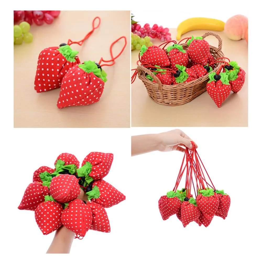 Reusable Shopping Bag Creative Strawberry Foldable Eco Friendly Shopping Bags Portable Home Grocery Supermarket Shopping Tote w-01309