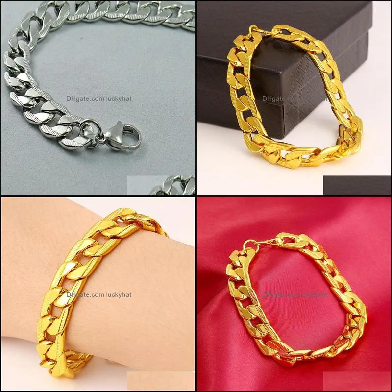 Link, Chain Gold Bracelets Mens Stainless Steel Bracelet On Hand Fashion Hip Hop Jewelry Gifts For Man Accessories Wholesale