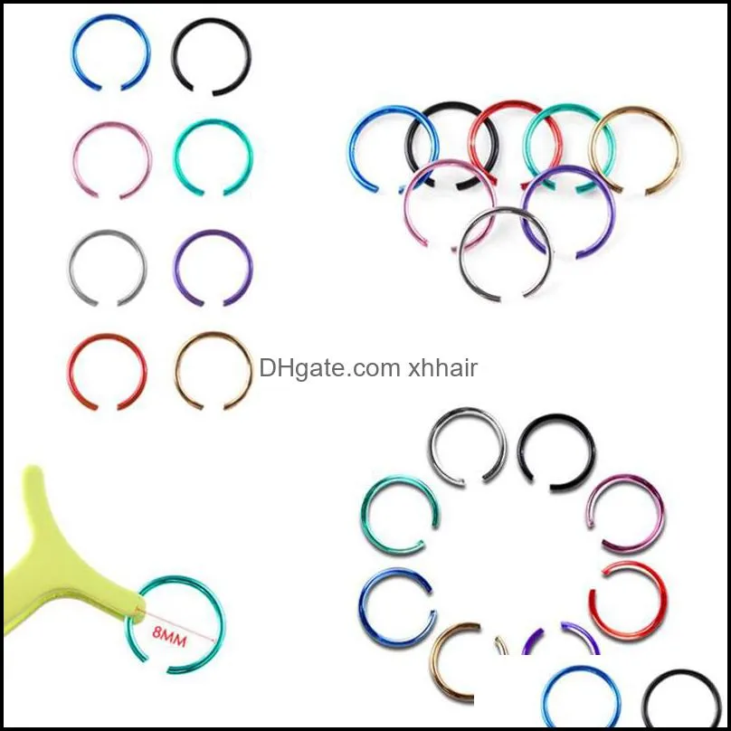 Set of 40 Nose Ring Hoops Colorful Surgical Steel Nose Cartilage Rings For Both Men And Women