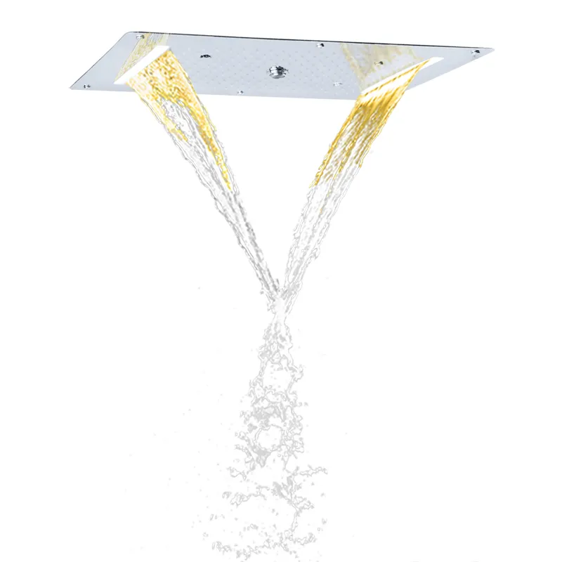 Chrome Polished Shower Head 70X38 CM LED Bathroom Spa Multi Function Bubble Waterfall Atomizing Rainfall