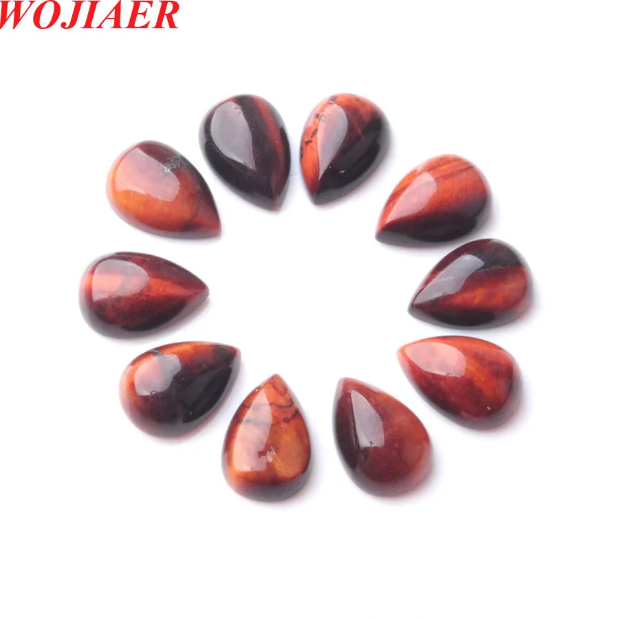 WOJIAER petite taille naturel rouge œil de tigre pierre précieuse poire Cabochon cabine sans trou perles pour bague à bricoler soi-même fabrication de bijoux 7x10mm Z9099