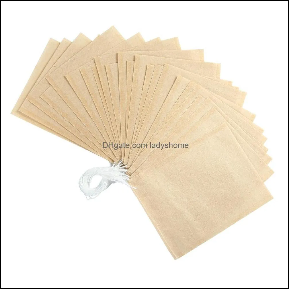 Tea Bag Filter Paper Bags Heat Seal Teabags Tea Strainer Infuser Wood Drawstring for Herb Loose Tea 3 Sizes HWB8485