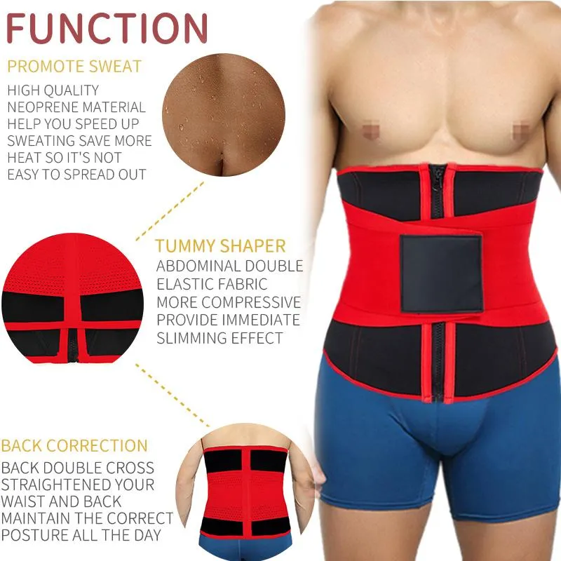 Colombian Red Waist Trainer For Men ABS Workout Sauna Sweat Belt