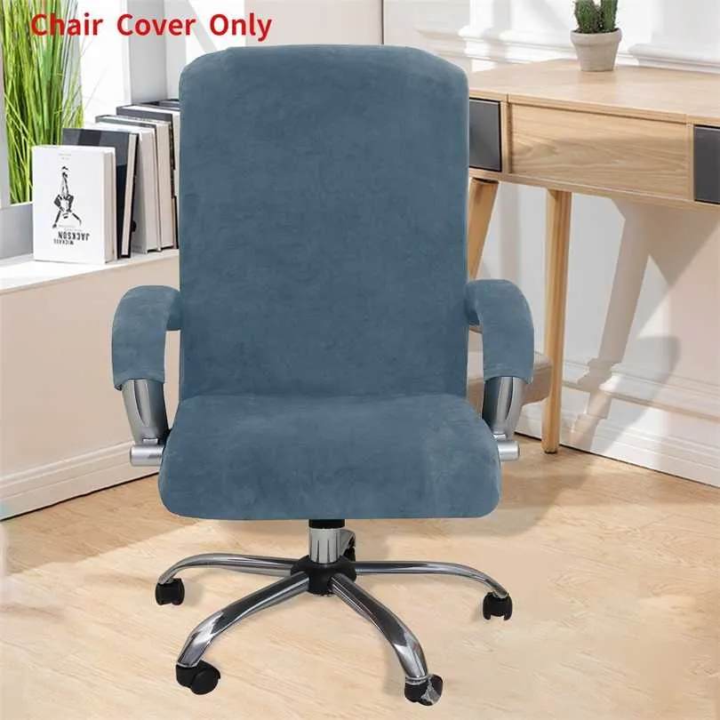 Plush Office Computer Chair Cover Removable Anti-Dirty Boss Rotating Seat Thickened Covers Elastic Armrest Slipcover 211105