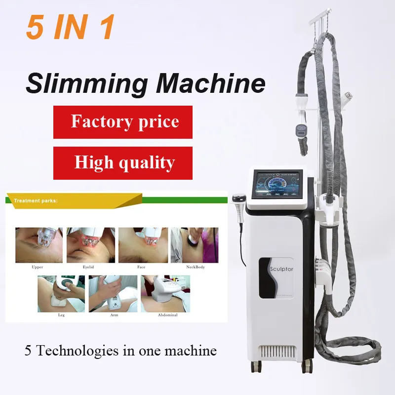 5 in 1 Body shaping vacuum rotation roller rf slimming machine Ultrasound Cavitation+ 940nm Near-Infrared Laser+ Bipolar RF+ Rollers