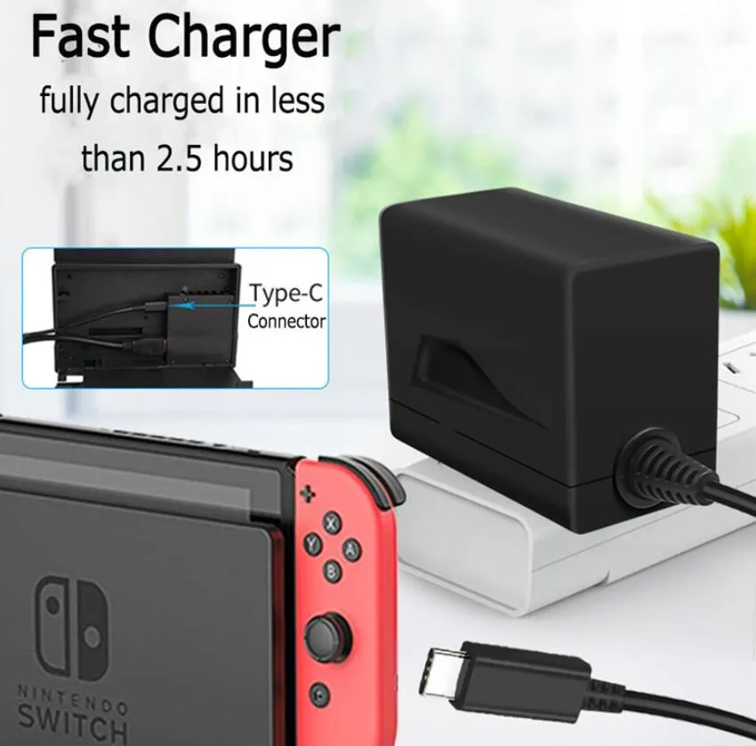 EU US Plug AC Adaptateur Chargeur Pour Nintendo Switch NS Console De Jeu  Mur Voyage Accueil Charge 15V 2.6A Charge USB Type C Câble Dalimentation  1.5M Du 11,17 €