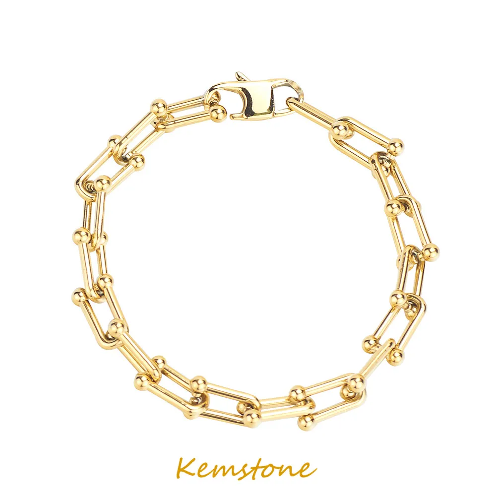 Kemstone Unisex-Armband aus Edelstahl in U-Form, Chocker-Kette, Halskette, Schmuck, Geschenk für Damen und Herren