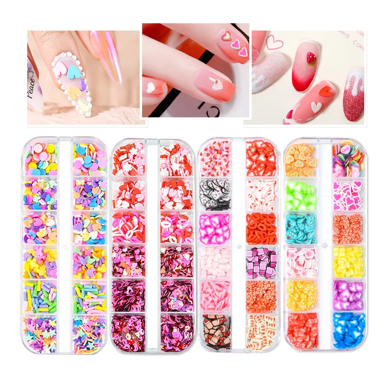 Lipstick Flower Heart Slice Clain Art Décorations Polymère Spapades à pâte polymère Pour Artisanat Make Phone Deco Pièces Accessoires DIY Accessoires Nails Autocollant Art Sticker