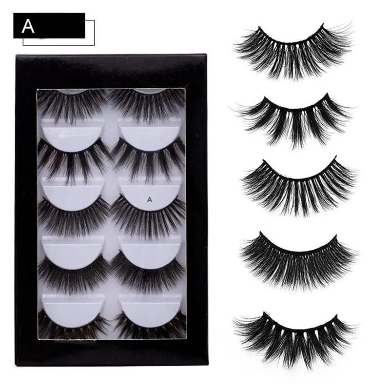 5Pairs Mix Style Faux 3D Mink Eyelashes Multi-layer False Eyelash Natural Thick Long Curl Cruelty Free Eye Lashes Extension Makeup