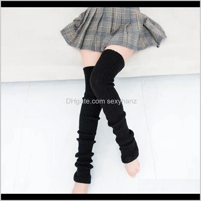 winter long warm knitting knee high socks women boot topper sock skinny stockings girl`s polainas & hosiery