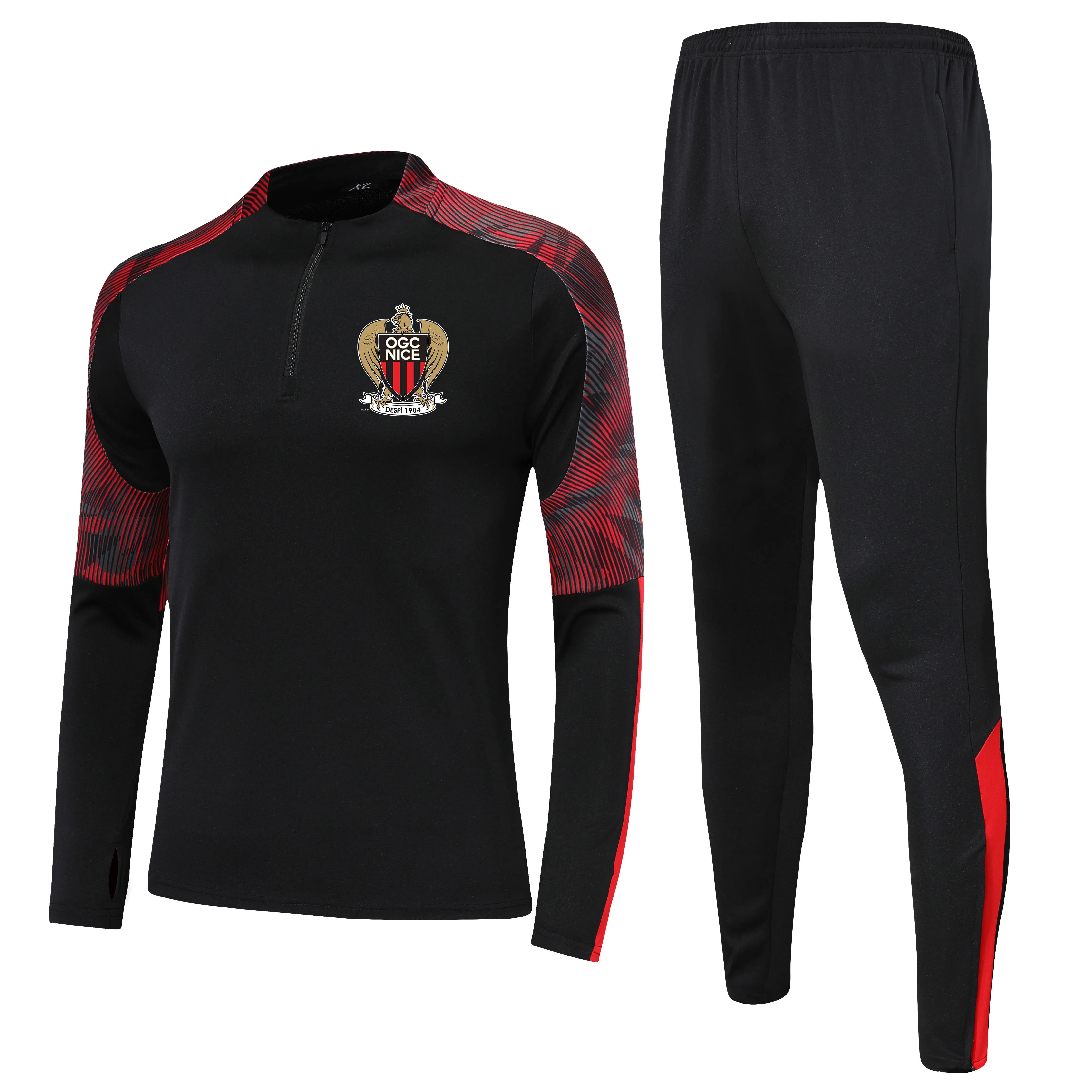 OGC Nice Kids Tamanho 4XS a 2XL Conjuntos de treino de lazer Masculino Ternos esportivos ao ar livre Kits para casa Jaquetas Calça Terno esportivo