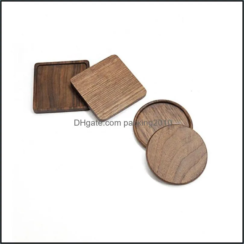 Black Walnut Wooden Coaster Retro Insulation Cup Mat Household Square Round Coaster Insulation Pads Table Decoration SEA SHIPPING