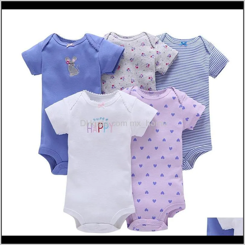 baby romper 5-piece/lot baby jumpsuit cotton boy&girls clothes short sleeve summer striped newborn ropa bebe clothing 0-24m