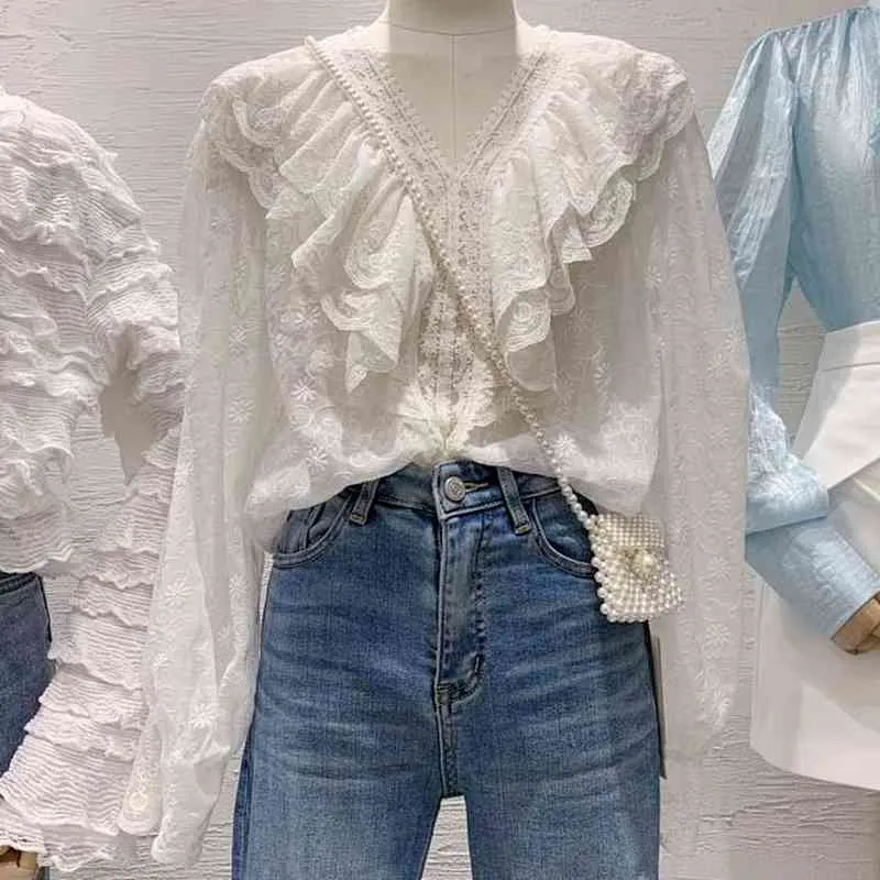 Blusas Con Volantes: Elegante Blusa De Flores De Gancho De Encaje