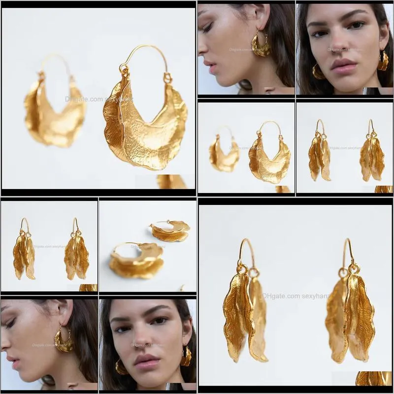 hyperbole geometric gold metal leaf drop earrings for women trendy simple long alloy big hanging earring luxury jewelry gifts dangle &