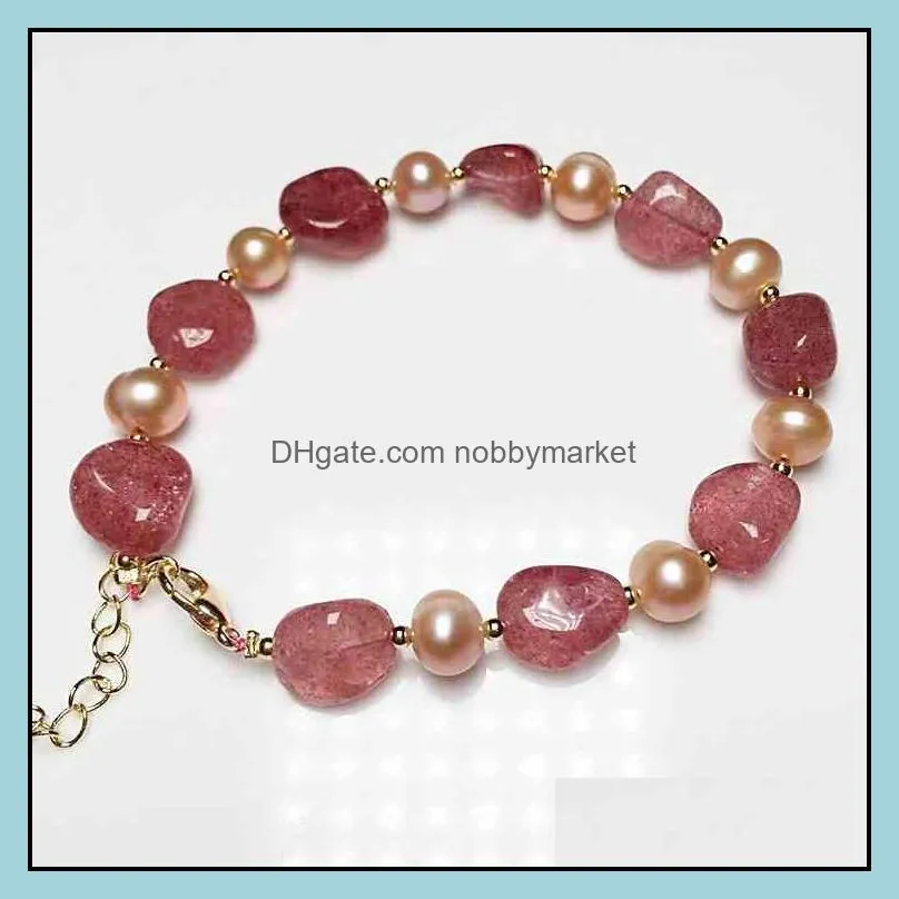 Mesa crystal natural pigeon blood red strawberry with Freshwater Pearl Bracelet 14K color protection accessories