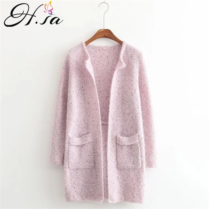 Kvinnor Long Sping Sweater Jacket Rosa Blå Candy Color Sticka Poncho Sleeve Oneck Jumpers Cardiagns 210430