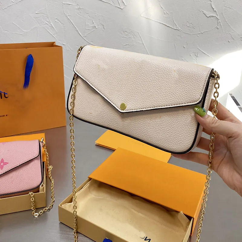 Women Chain Handbag Wallets Set Crossbody Shoulder Bag Clutch Fashion Letter Gradient Design Handbags Hasp Purse Multi Pochette