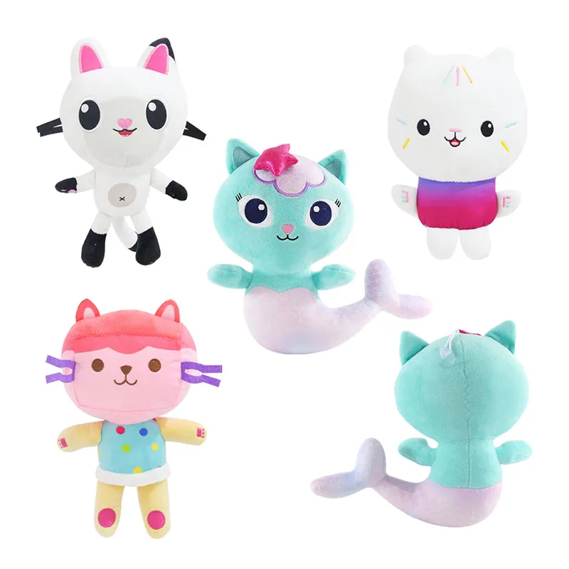 Gabby Dollhouse Plush Toys Mercat Cartoon Stuffed Animals Mermaid Cat Mermaid Plushie Dolls Kids Birthday Gifts Playset