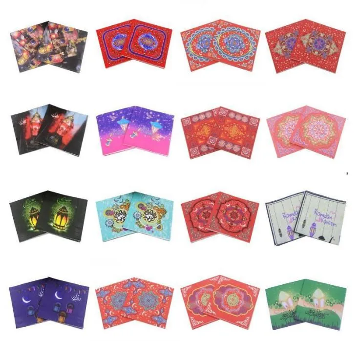 Ramadan partido guardanapo quadrado descartável papel teclado eid mubarak feliz ramadans evento celebração mesa de mesa decoração 20pcs / lote gyl39