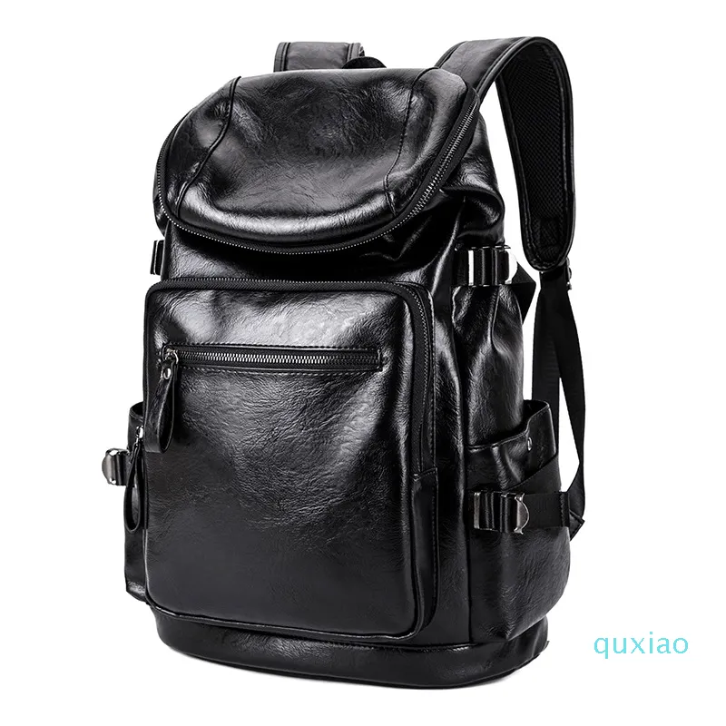 Nuovo zaino casual in ecopelle Zaino nero Zaino per college Bookbag Computer portatile Zaino casual Borsa da viaggio Borse a tracolla per uomo