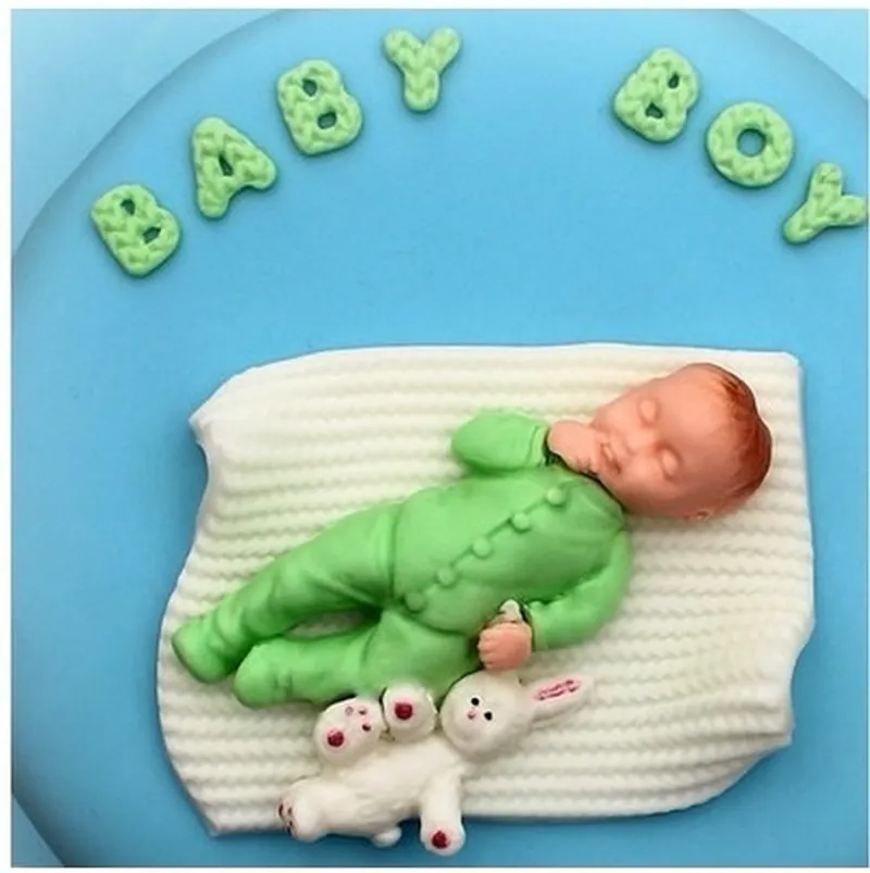 3D Boy Girl Baby Doll Bear Stampo per torta in silicone Baby Party Strumenti per decorare torte fondenti Stampi per dolci al cioccolato per cupcake