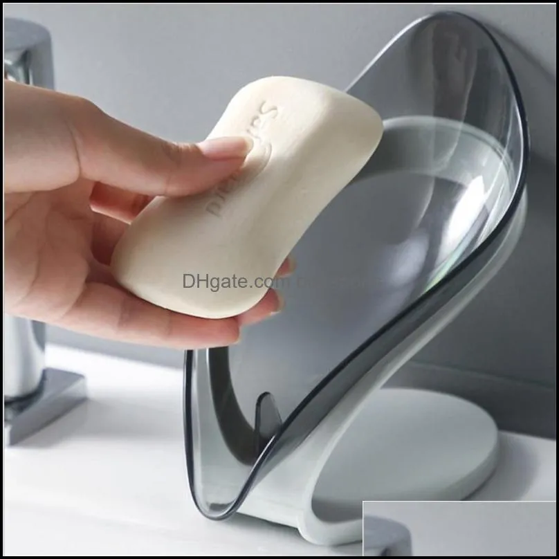 Bath Accessory Set Nordic Style Creative Soap Holder Leaf Box No Punching Bathroom Rack Drain Plastic