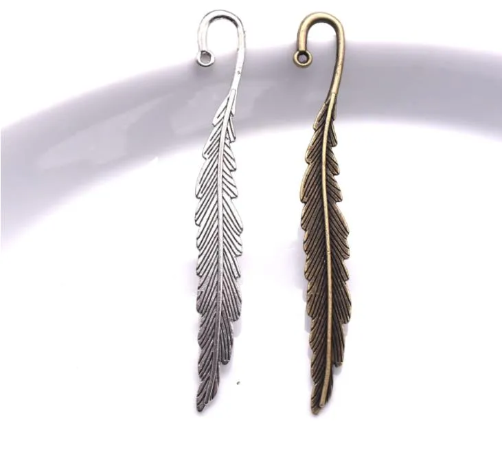 Silver / Bronze Tone Leaf Feather Charms Pendants Bookmark för DIY Halsband Örhängen Smycken Resultat gör SN2457