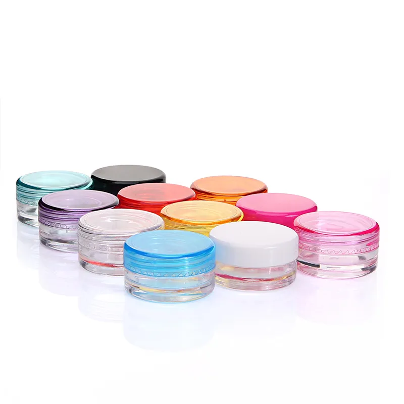 Pot de récipient cosmétique en plastique de 5 ml avec couvercle vissé 11 couleurs Mini pot vide de 5 grammes pour fard à paupières ongles poudre perles bijoux crème cire