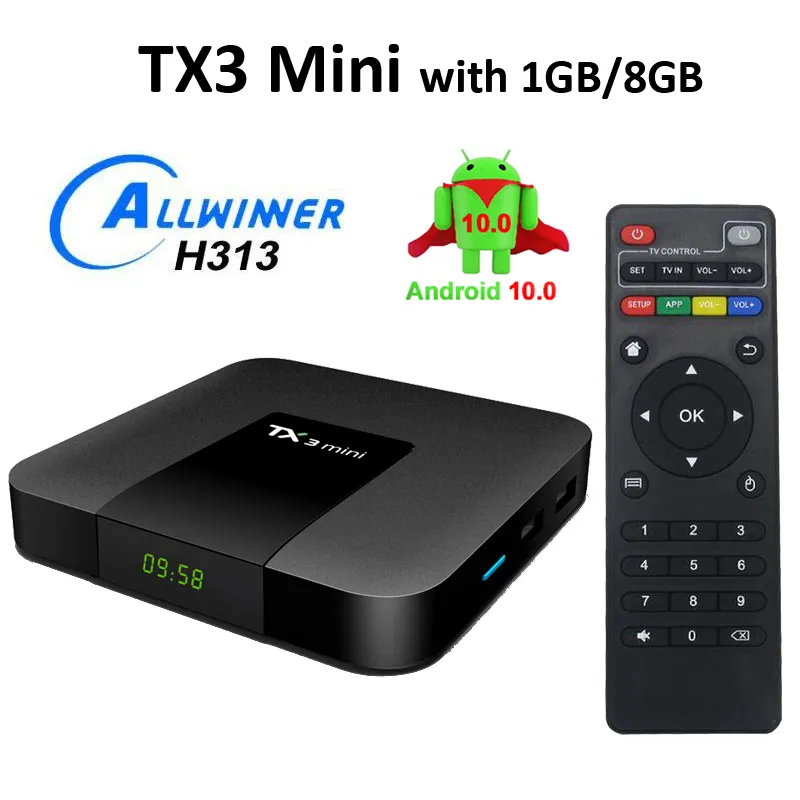 TX3 Mini Smart TV Box Allwinner H313 2.4G WiFi Android 10 2G 16G 4K HD 1.5GHz Set-top TVBox 2.4GHz Mediaspeler