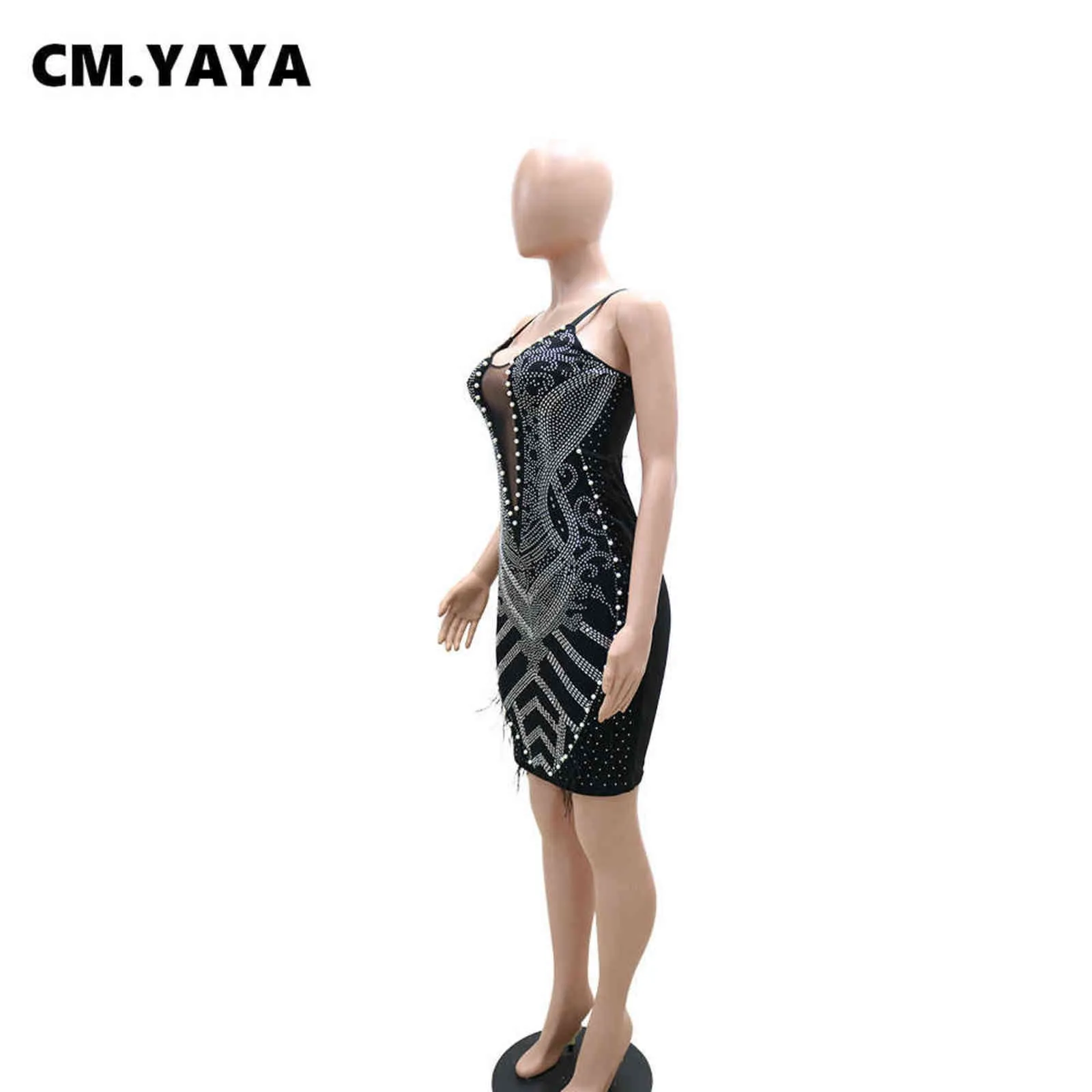 CM.YAYA Womens Diamond Earrings On Sale Tassel Bodycon Dress