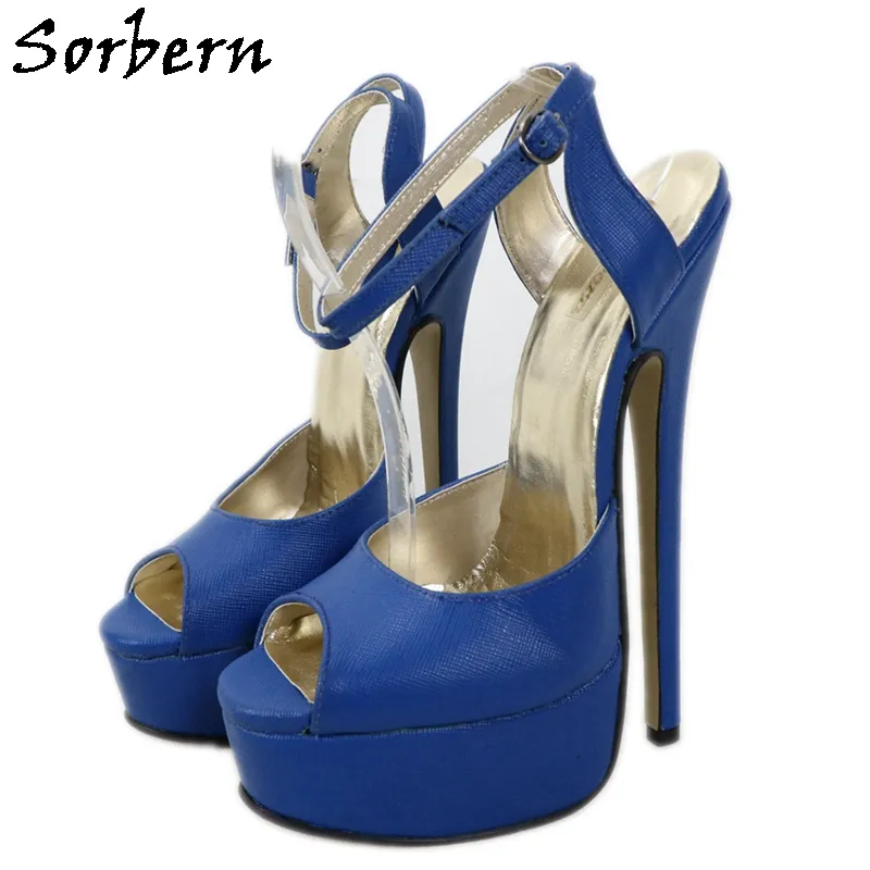 SORBERN 20CM純正レザーサンダルクロスバックストラップスリングバック女性の靴オープントゥアンクルストラップパーティーヒールクロスドレッサー