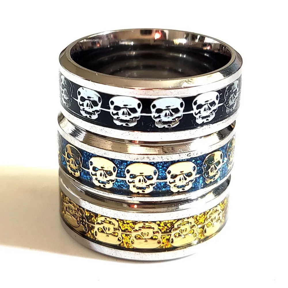 30pcs Top Quality Men's Skull Rings Stainless Steel 316L Gothic Biker Ring Comfort-fit rings Whole Jewelry Lot288q