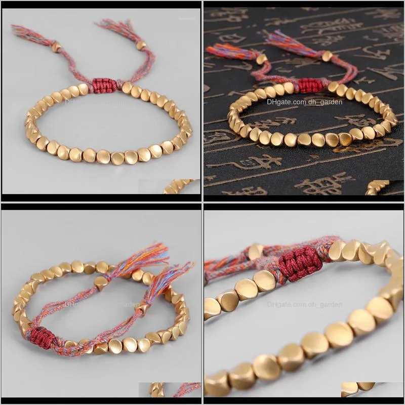 classic copper bead rope bracelet & bangles for women men handmade woven fringed cuff jewelry pulseras mujer moda1