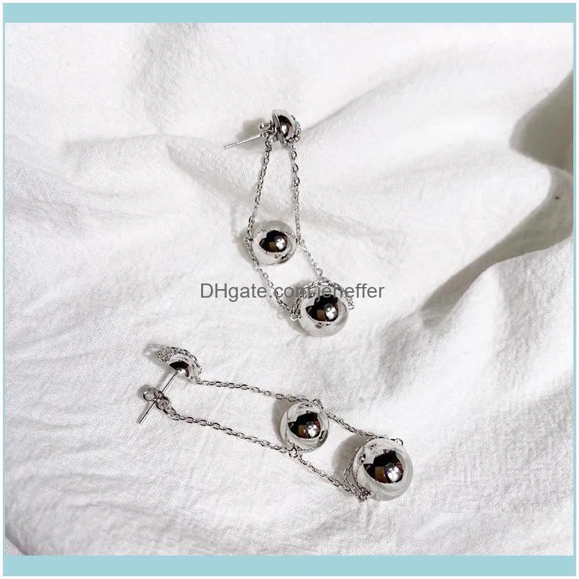 of same 04 the Korean fashion top version floor three ball chain earrings with copper plated gold smooth surface and all metal size