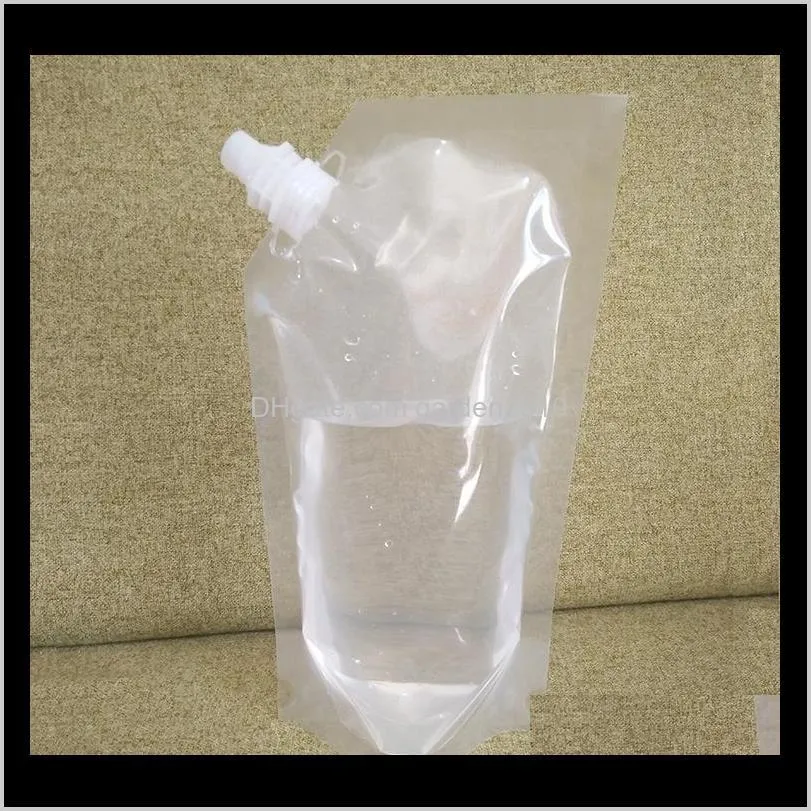 wholesale clear stand-up plastic drink packaging bag spout pouch for beverage liquid juice milk coffee wb2630